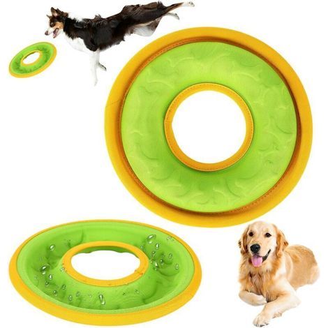 Frisbee per cani, frisbee giocattolo da 23 cm per cani, disco da lancio resistente per l'addestramento degli animali domestici, disco volante per cani, disco volante per cani per terra e acqua (verde) (1/4)