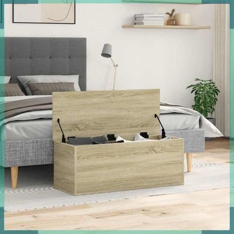 Boîte de rangement - 840683 - Bois d'ingénierie - Chêne sonoma - 90 x 35 x 35 cm (1/5)