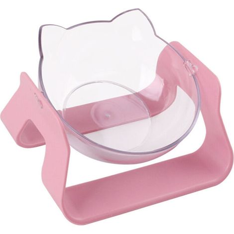 Bol pour animaux de compagnie abreuvoir pied haut bouche oblique protection 15° colonne cervicale bol chat transparent réglable rose