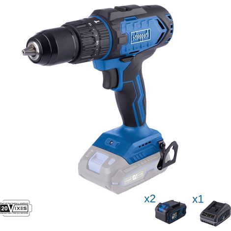 Trapano avvitatore 20v 2 batterie 4.0Ah e caricabatteria ixes Scheppach c-cd45-x