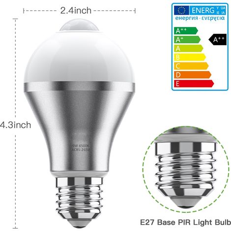 Ampoule LED Haofy 9W E27 à détecteur de mouvement avec capteur PIR intelligent et allumage/extinction automatique pour éclairage de sécurité extérieur (1/5)
