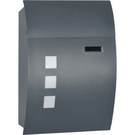 Briefkasten mit Schloss, verzinkter Stahl, 30 cm langer Postschlitz, Grau
On-Site
