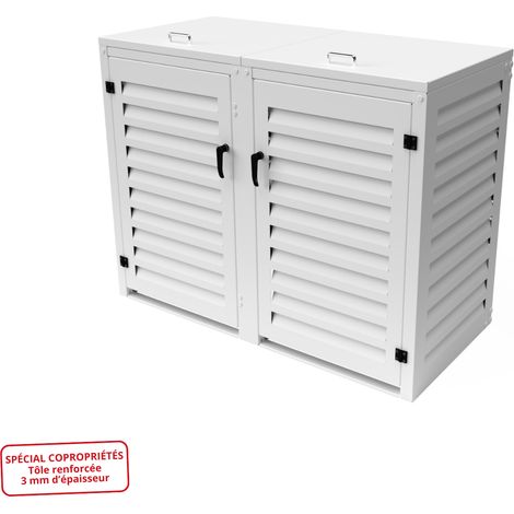 Atole – Cache-poubelle double aluminium 3mm – 2x360 litres – Résistant aux intempéries – Spécial copropriété – Accès facile (1/5)