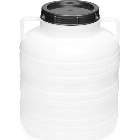 Garronda réservoir d'eau de 20 litres, Baril Alimentaire, fût à Large Ouverture en HDPE et sans BPA, tonneau de Jardin, bac à Aliments pour Animaux, conteneur d'eau, tonneau Universel GD-0078, Blanc (1/5)