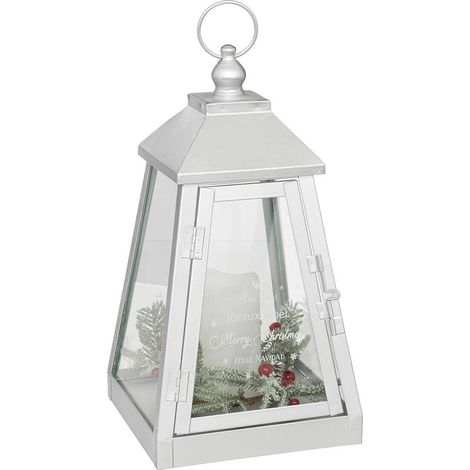 Laterne aus Metall mit LED-Kerze, 32 x 17 cm