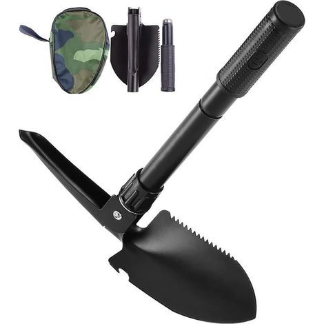 Pelle Pliante Multifonction en Acier Mini Pelle Outil pour Le Jardin et Le Camping La Randonnée Le Sac à Dos La Pêche (Noir) (1/5)