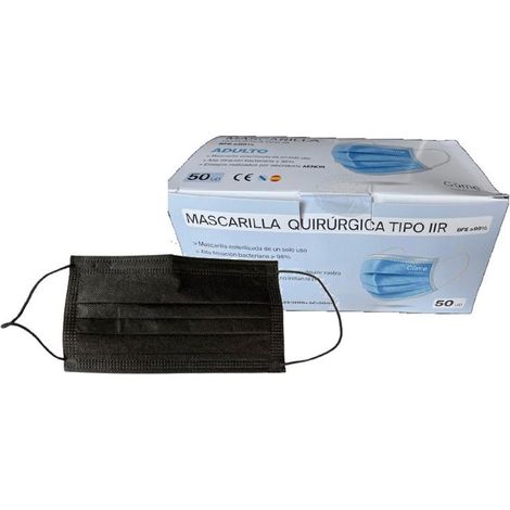 FPLUS mascarilla quirurgica negra adulto caja 50 und , mascarilla quirurgica negra adulto caja 50 und
