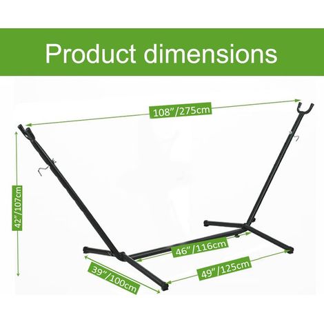Hammock avec Support pour 2 Personnes Hamac de Jardin Extérieur avec Support Métallique Heavy Duty et Sac de Transport Charge Max 250 kg