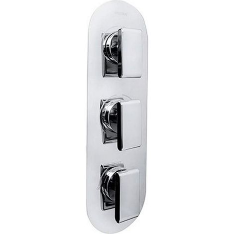 Robinet de douche thermostatique encastré avec inverseur 2 sorties et robinet d'arrêt Chromé, chrome, Three Outlet, One On
