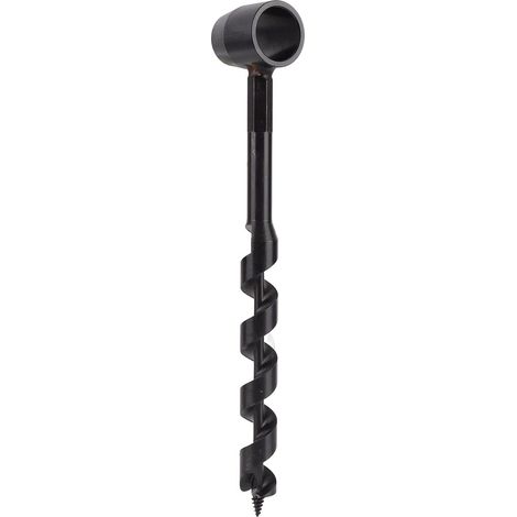 Foret hélicoïdal manuel en acier carbone 26cm Idéal pour le travail du bois, le camping, la survie, 2 cannelures, noir