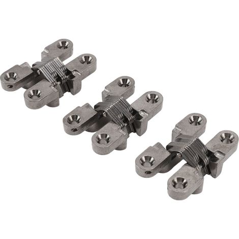 Mini cerniere invisibili a 180 gradi in lega di zinco per porte, cerniere a croce per armadietti e portagioie, 43 mm, 3 pezzi -Crezuo