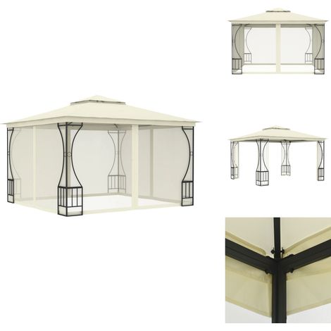 Tonnelle avec moustiquaire 300x300x265 cm Crème - Tente De Jardin - Tonnelle Pliable - Gazebo - Parasol - Abri Solaire (1/5)