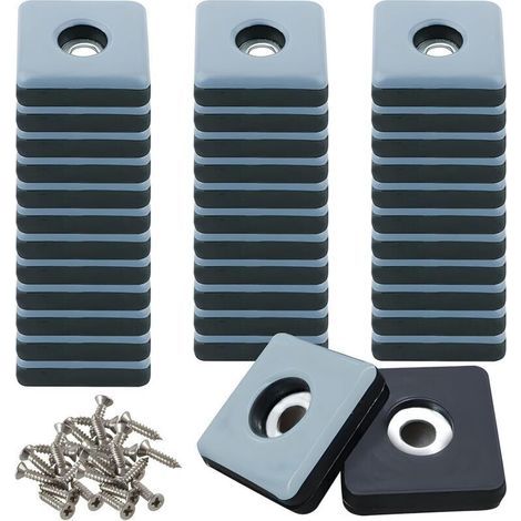 Piedini in Teflon a vite, 36 pezzi, diametro 25 mm, quadrati, con 36 viti in acciaio inox e PTFE per una protezione efficace di mobili, sedie e pavimenti. (1/4)