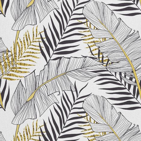 Telas decorativas para exteriores estilo oxford con estampado de hojas de plátano y palmera. (1/5)