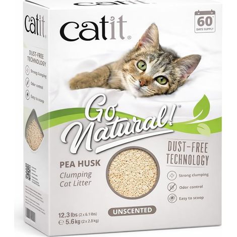 Lot de 2 Sacs de litière agglomérante pour Chat en cosses de Pois Naturel 2 x 2,8 kg (5,6 kg)