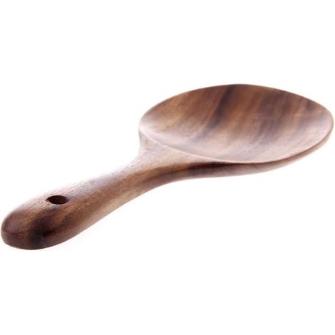 Cuillère à riz en bois naturel antiadhésive pour riz et salades de pommes de terre, 17,8 cm Ustensiles de service pour cuisine et salle à manger (1/5)
