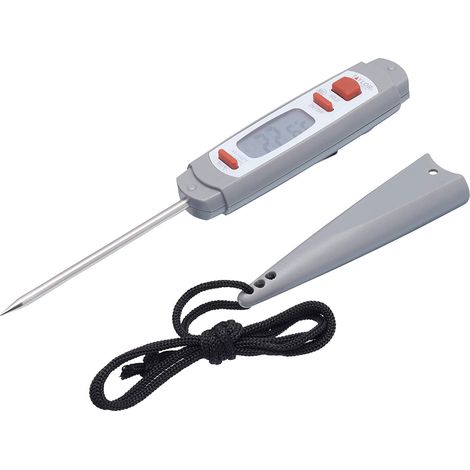 Taylor Pro Digital Kitchen Thermometer, Termómetro digital con sonda para temperatura de la carne, funda protectora antimicrobiana, pila incluida, gris, 18 cm, 1 unidades