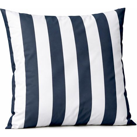 Coussin imperméable déhoussable à rayures ARCACHON Bleu Foncé 70x70 cm