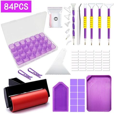 Diamantmalerei-Werkzeugset, 84-teiliges Zubehörset für Diamantmalerei, inklusive Aufbewahrungsbox für Diamanten und Zubehör für Diamantstickerei