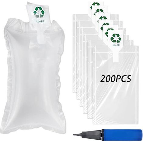 200 Pièces Film de Coussin D'ai avec Pompe à Ai, Matéiau de emplissage Coussins à Bulles Matéiau D'emballage pou Lemballage Et Lexpédition (1/4)