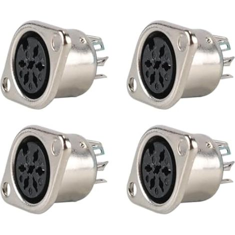 Lot De 4 Connecteurs MIDI 6 Broches DIN Femelles pour Montage sur Panneau, pour Châssis Métallique, pour Équipement Audio Et Vidéo (1/5)
