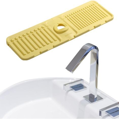 Tapis de Robinet pour évier de Cuisine, Tapis de Séchage en Silicone, Protection Anti-éclaboussures, Tapis de Plateau D'égouttage, Tapis Drainage de Robinet pour Cuisine, Salle de Bain (Jaune) (1/5)