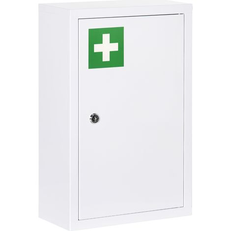 kleankin Mobiletto Medicine a 3 Livelli con 2 Chiavi in Acciaio Bianco