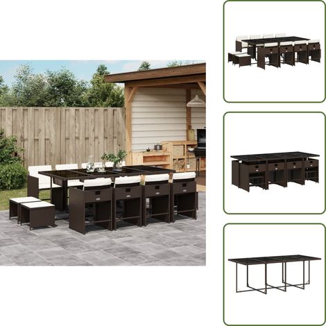 Cuscini da giardino - vidaXL Set da Pranzo da Giardino 13pz con Cuscini Marrone Polyrattan - Rattan PE