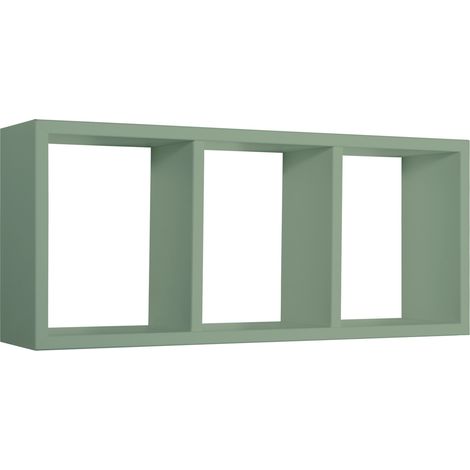 Mensola cubo 3 scomparti scaffale verde acqua soggiorno salotto camera moderno Tristano