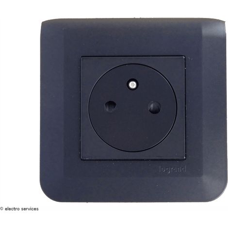Prise de courant 2P+T Surface Mosaic Legrand Noir complet Griffes: Sans griffes