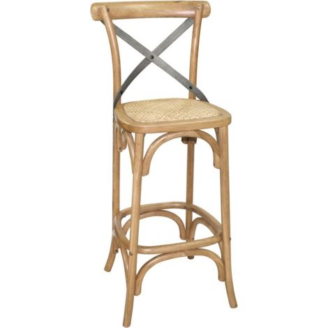 Tabouret de Bar en Bois avec Dossier Croisé Métal - Bolero (1/5)