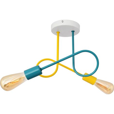 Helam OXFORD Plafonnier semi-encastré à bras multiples Blanc, Jaune, Turquoise 38cm