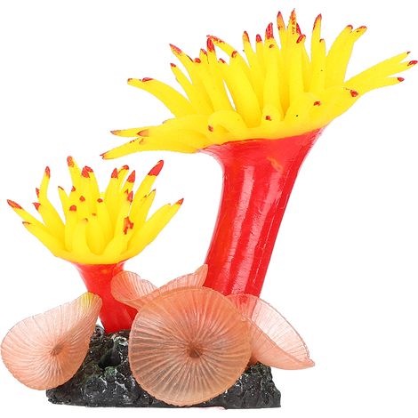 Aquarium de fonds marins artificiels en Silicone, couleur vive, corps souple, Simulation entièrement élastique, réservoirs de poissons de corail, décoration de paysage, jaune (1/5)