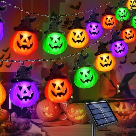 20 LED guirlande solaire citrouille, 5 m, 8 modes lumineux, étanche IP65, idéale pour jardin et terrasse