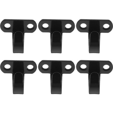 Lot de 6 crochets de plafond en fer à visser, crochets sous étagère robustes pour salle de bain, cuisine et placards-3.50X3.50X2.50CM-Black (1/4)