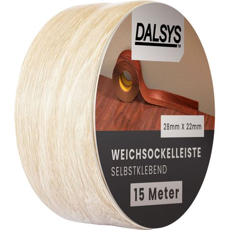 Dalsys plinthe souple autocollante plinthe adhésive, plinthe de finition pour joints dans le séjour, la cuisine, la salle de bain, en PVC synthétique - Chêne clair 15m