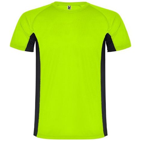 Camiseta técnica combinada de poliéster con manga raglán SHANGHAI M Verde Fluor/Negro