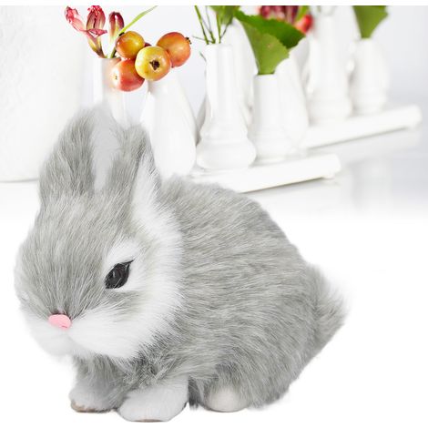 Lapin en Peluche Miniature Décoration de Table Gris Doux et Durable (1/5)