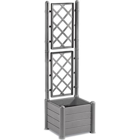 Stefanplast Bac à plantes carré Italia moka 43 x 43 x 142 cm + treillis