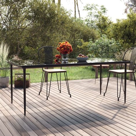 Garten-Esstisch Schwarz 200x100x74 cm Stahl und Hartglas