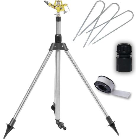 Tripod Sprinkler, Oscillating Sprinkler, Garden Sprinkler, Garden Sprinkler on Brass Telescopic Tripod, 360 Degree Rotating Automatic for Yard, Garden, Lawn (B001) (1/5)