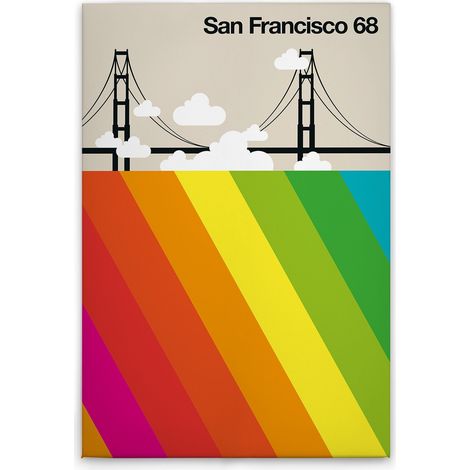 Leinwandbild Retro San Francisco M1-No.50838 - Kunstdruck auf Leinwand in Bunt Creme - Wandbild 80 x 120 cm (1/5)