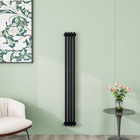 AICA 1500x200mm 3 Column Vertical Black Radiator Central Heating Cast Iron Style