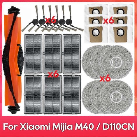 Pièces de rechange pour Xiaomi Mijia Omni M40 / D110CN : brosse principale, filtre HEPA, chiffon de nettoyage et sacs à poussière. (1/5)
