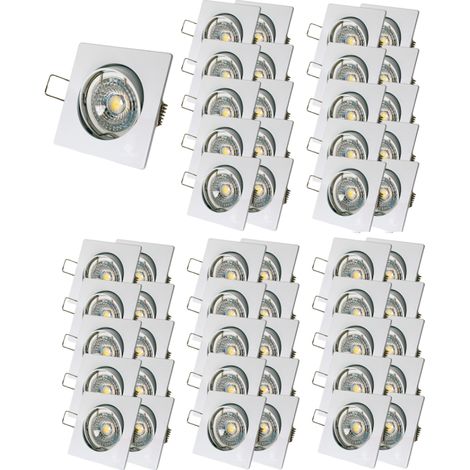 Lot de 50 Spot led carré blanc 230v 38° blanc chaud (1/4)