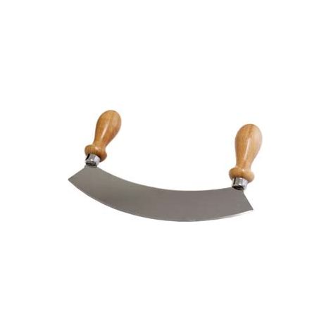 MEZZALUNA IN ACCIO INOX CON MANICO IN LEGNO  cm.25x4,5x15h.    CALDER