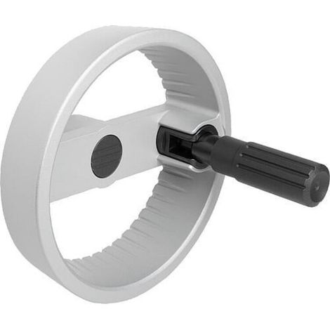 KIPP 2-Speichenhandrad D1=125 Form C Aluminium silber Passbohrung mit Nut D2=12 (1/4)