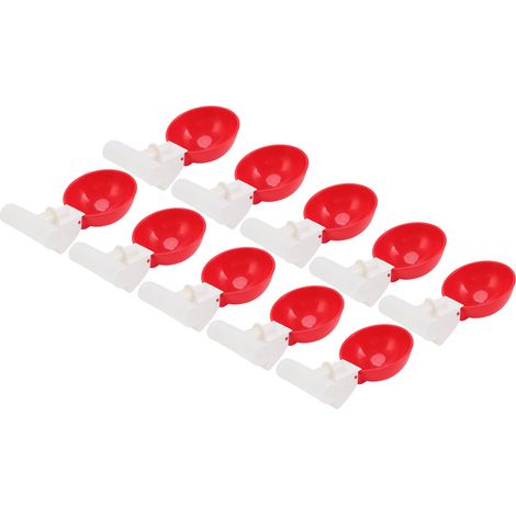10er-Set Hühnertränkebecher, automatische Wassertränke, große rote Kunststoffschüssel für Enten, Vögel und Hennen G3/4 (1/5)