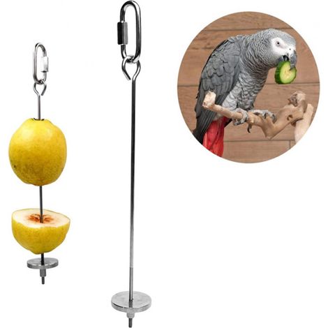 Lot de 2 mangeoires pour oiseaux - Support pour fruits et légumes pour petits animaux - Brochette à légumes en acier inoxydable - Outil de nourrissage suspendu - Idéal pour perroquets, cacatoès et cal (1/5)