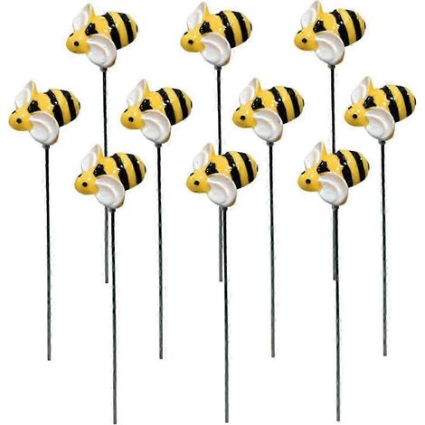 Lot de 10 piquets décoratifs abeilles à planter - Adorables abeilles décoratives pour pelouse et parterres de fleurs. (1/5)